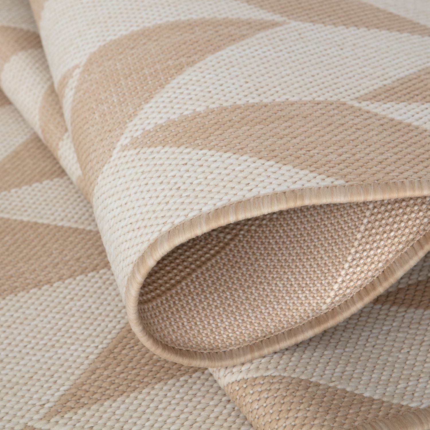 Beige and cream geometric pattern woven outdoor rug ecology outdoor rug beige perfect for outdoor use