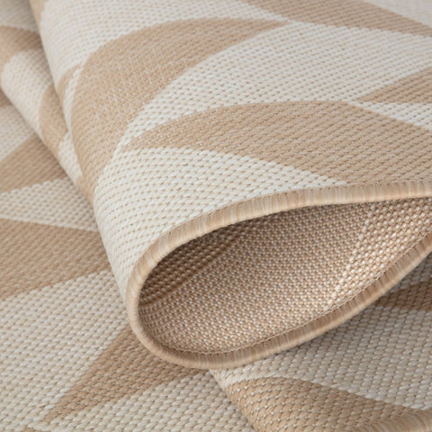 Beige and cream geometric pattern woven outdoor rug ecology outdoor rug beige perfect for outdoor use