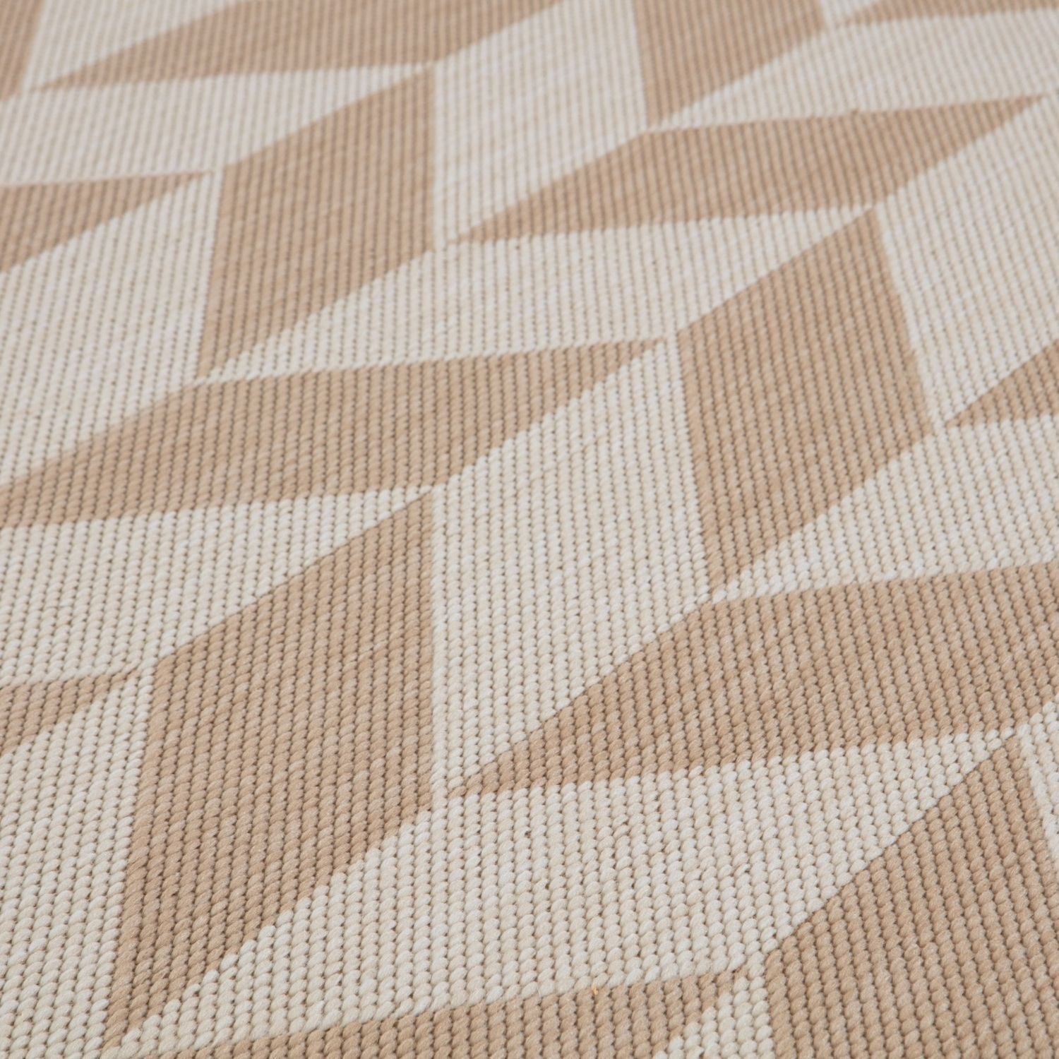 Beige and cream geometric patterned woven ecology outdoor rug perfect as an outdoor rug beige option