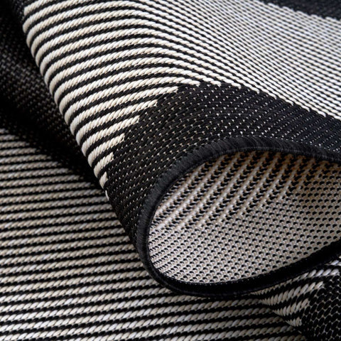 Black and white striped ecology outdoor rug black with textured durable woven design perfect for outdoor use