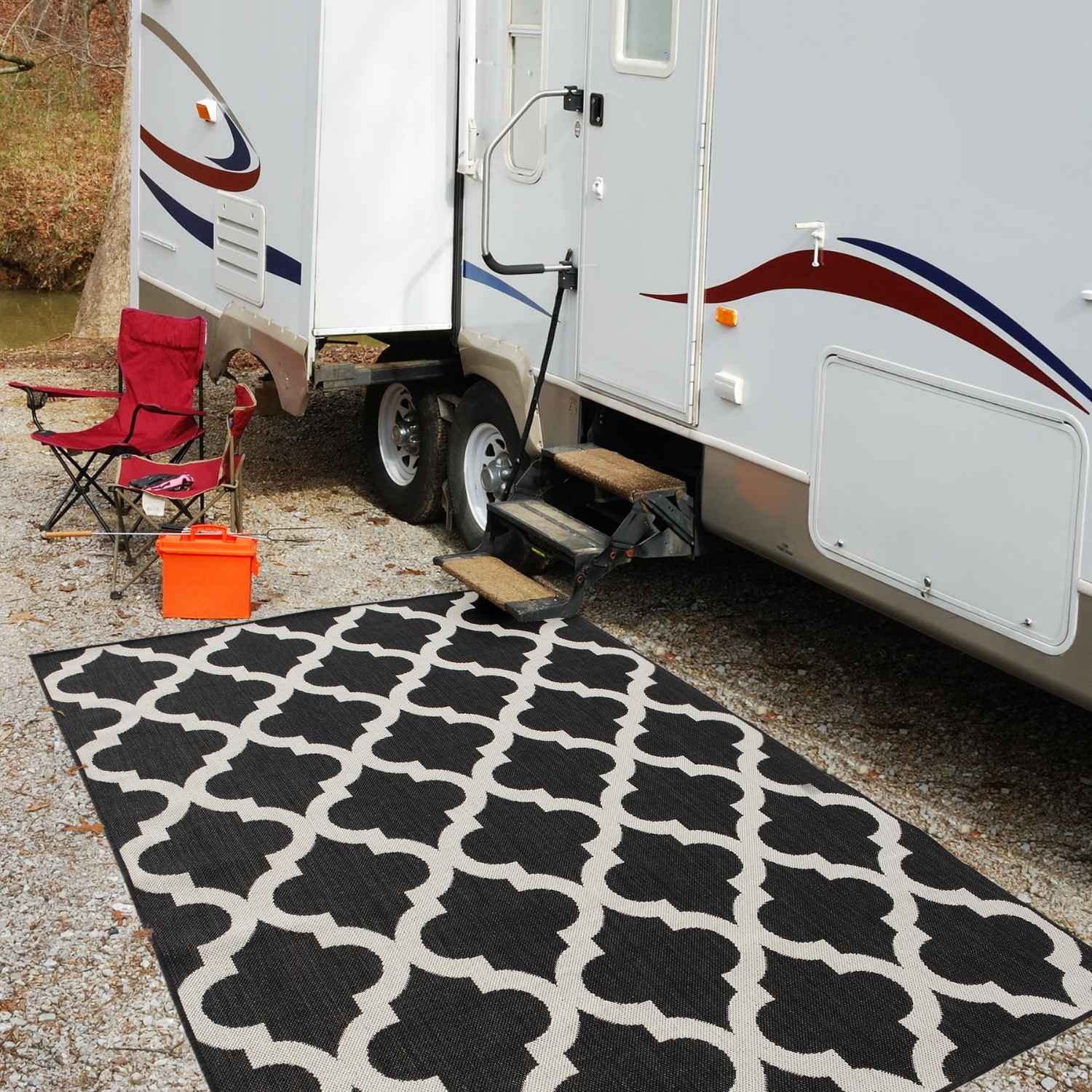 Black and white geometric patterned ecology outdoor rug black perfect for stylish outdoor spaces