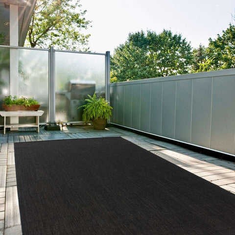 Black textured ecology outdoor rug perfect for outdoor use with durable fibers outdoor rug black 500b