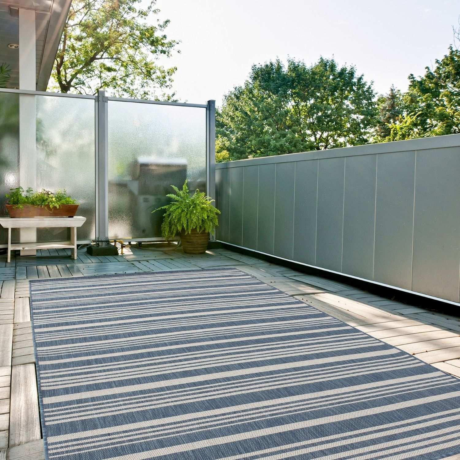Blue and white striped ecology outdoor rug blue perfect for stylish outdoor spaces and durable use