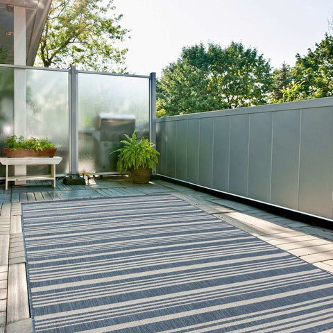 Blue and white striped ecology outdoor rug blue perfect for stylish outdoor spaces and durable use