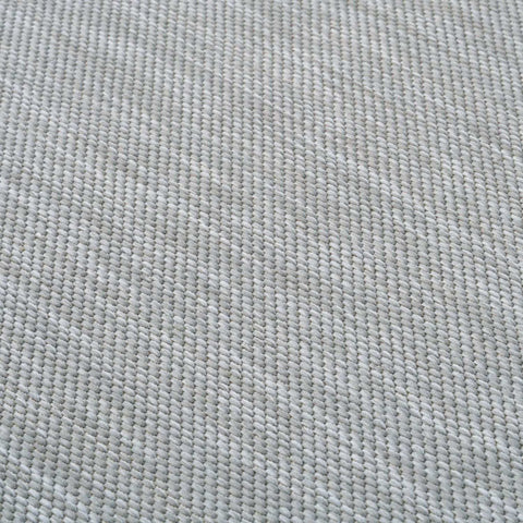 Light gray woven ecology outdoor rug with tight uniform knit pattern perfect for outdoor rug grey use