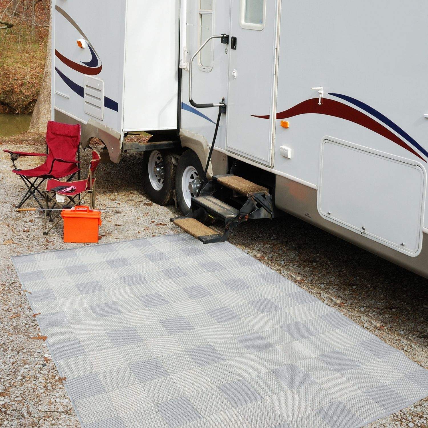 Gray and white checkered ecology outdoor rug in outdoor rug grey perfect for patios and gardens