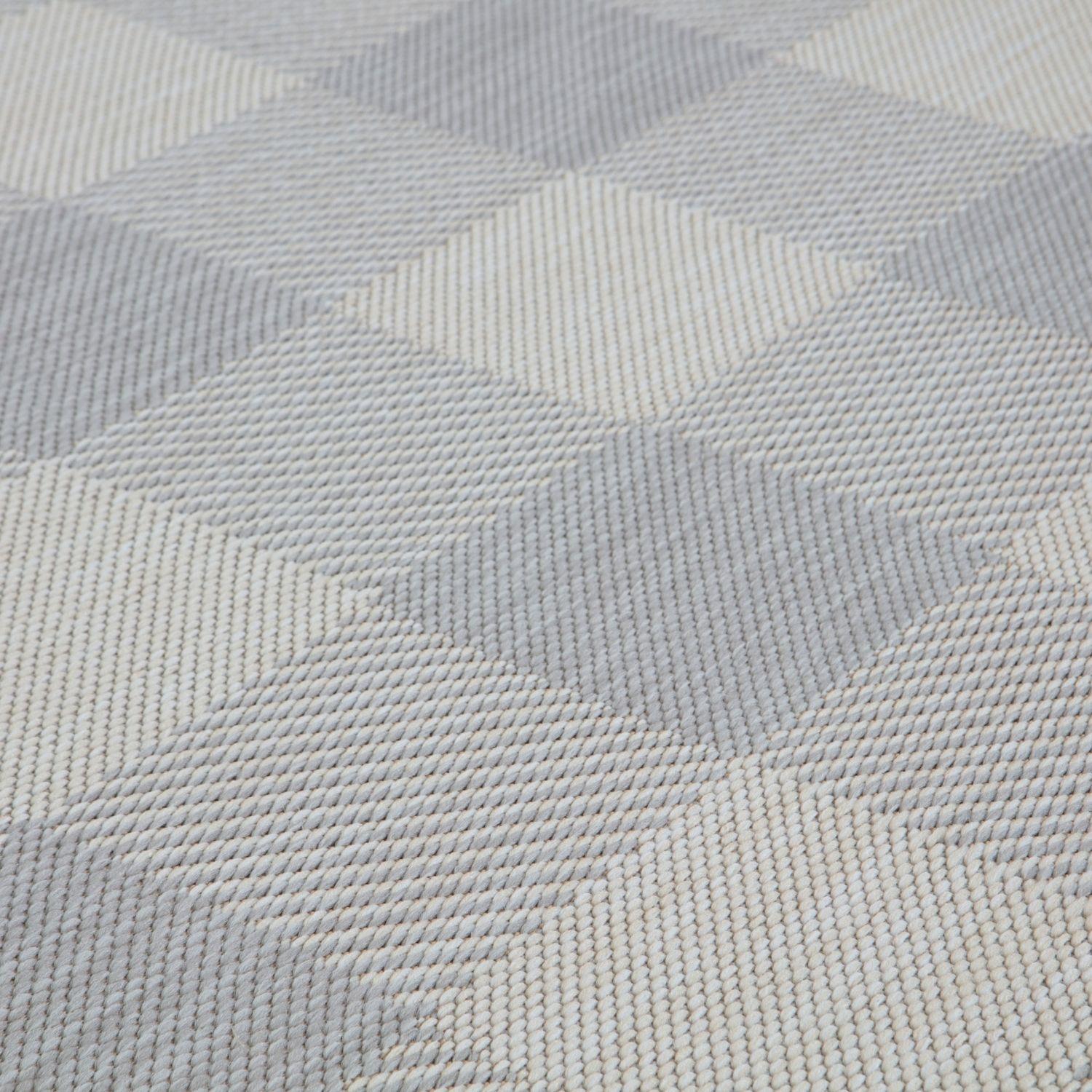 Gray woven ecology outdoor rug with subtle geometric diamond pattern in outdoor rug grey for durable use