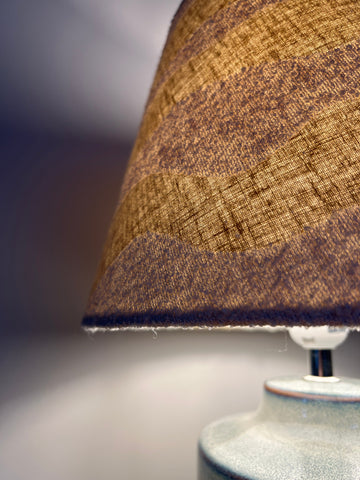 Earth-toned ecru wiggle empire lampshade with woven fabric pattern in brown and tan from the wiggle collection