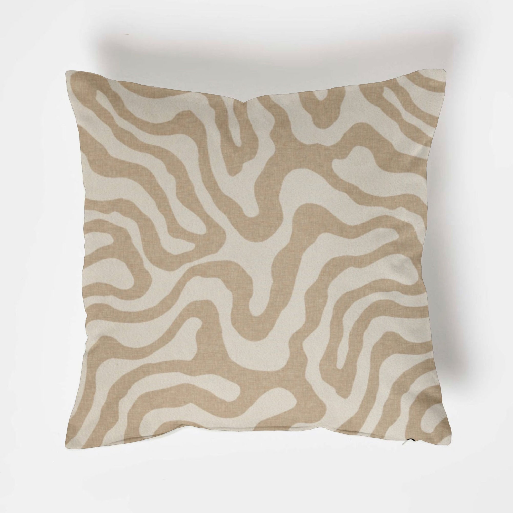 Beige and cream abstract wave-patterned ecru wiggle throw cushion perfect for cozy scatter cushions