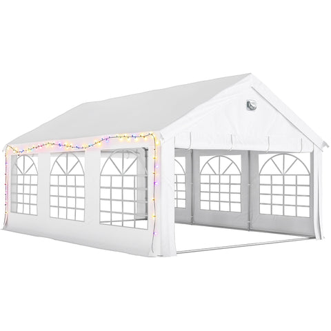 Outsunny 6 x 4 m Party Tent, Heavy Duty Gazebo Canopy with Windows, Outdoor Party Wedding Tent with 4 Removable Sidewalls