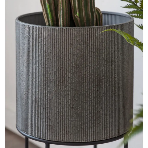 Eda Planter Set of 2 in Metal - grey - planter
