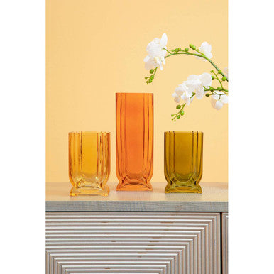 Edan Small Olive Green Glass Vase
