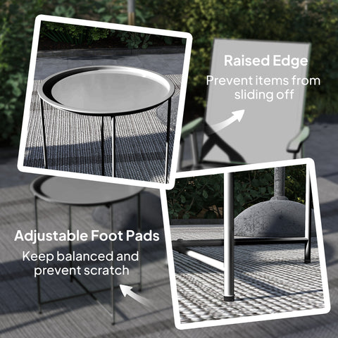 Outsunny Steel Removable Tray Top Garden Table - Black