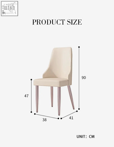 Cream upholstered eira dining chair with slender metallic legs perfect for style and comfort with offer financing available