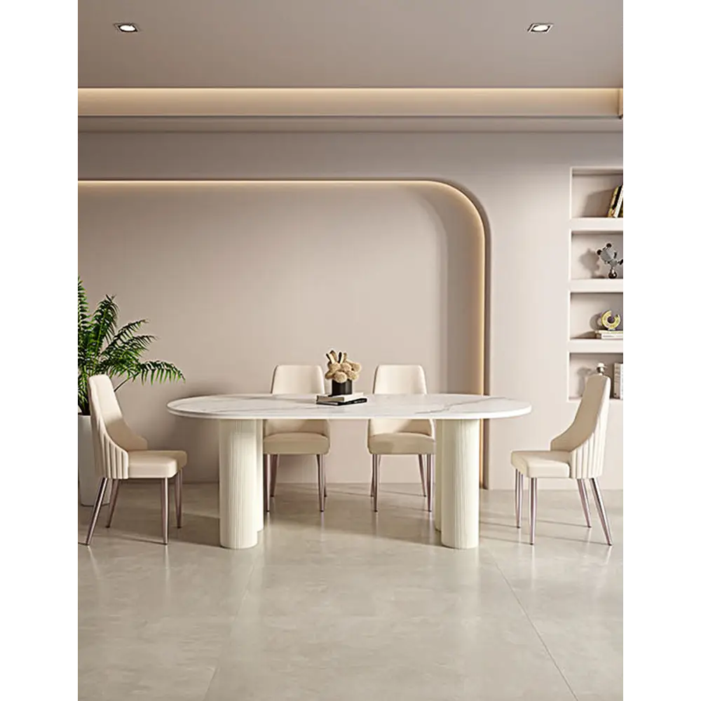 Eira White Dining Table Oval with or without Chairs - Dining table