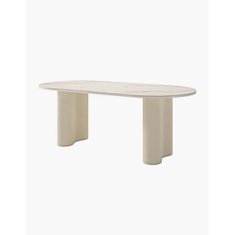 Eira White Dining Table Oval with or without Chairs - Dining table