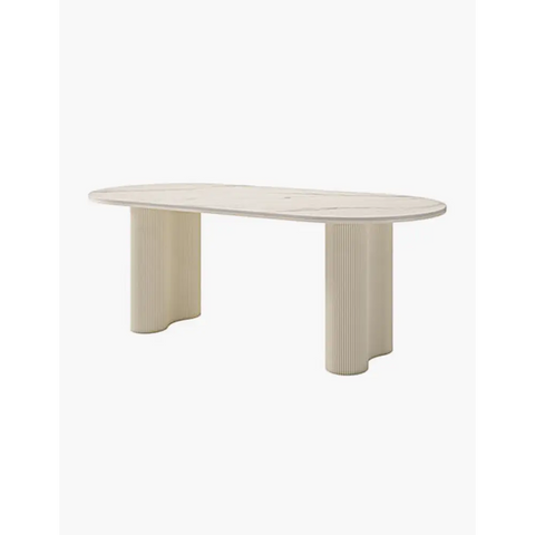 Eira White Dining Table Oval with or without Chairs - Dining table