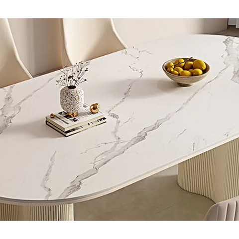 Eira White Dining Table Oval with or without Chairs - Dining table