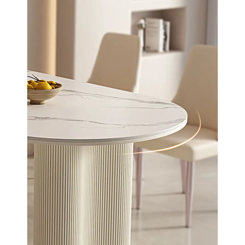 Eira White Dining Table Oval with or without Chairs - Dining table