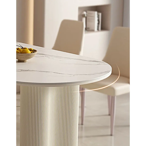 Eira White Dining Table Oval with or without Chairs - Dining table