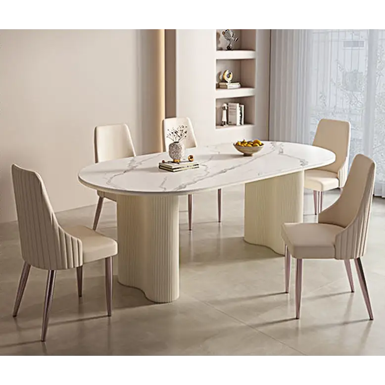 Eira White Dining Table Oval with or without Chairs - Dining table