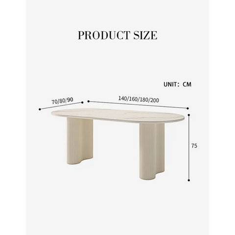 Eira White Dining Table Oval with or without Chairs - Dining table