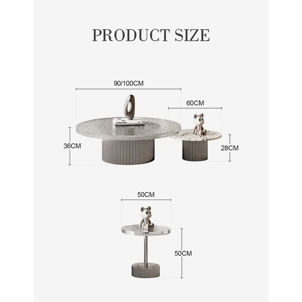 Eirik Coffee Table & Side Table Marble & Acrylic