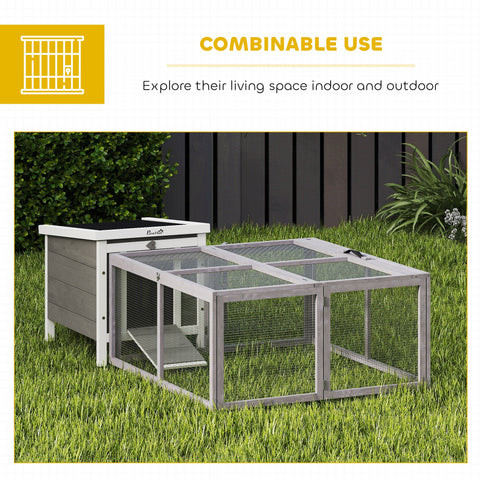 PawHut Rabbit Hutch Outdoor, Foldable Guinea Pig House with Openable Top, for 3 Bunnies, Ducks, Chickens, 110 x 105 x 50 cm
