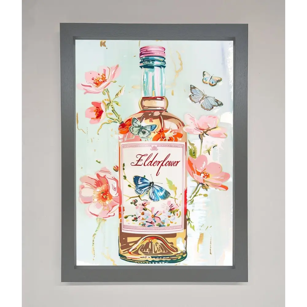 Elderflower Wine Framed Wall Art - A3 (29.7 x 42 cm) / Dark Grey - Framed Print