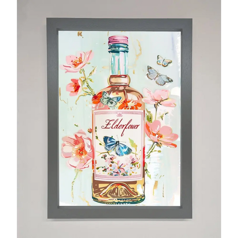 Elderflower Wine Framed Wall Art - A3 (29.7 x 42 cm) / Dark Grey - Framed Print