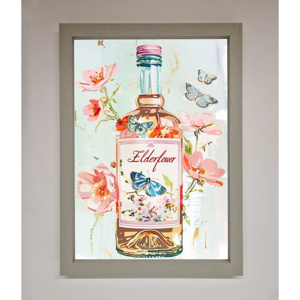 Elderflower Wine Framed Wall Art - A3 (29.7 x 42 cm) / Grey - Framed Print