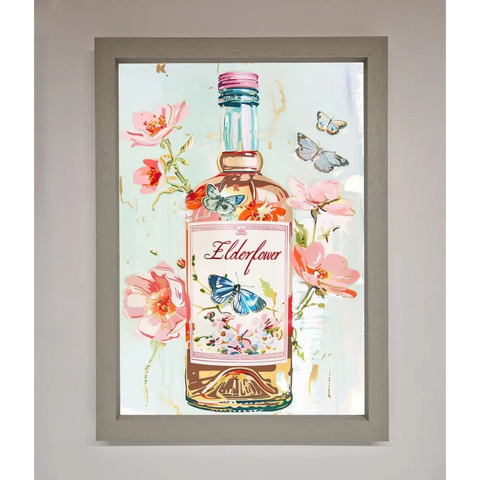 Elderflower Wine Framed Wall Art - A3 (29.7 x 42 cm) / Grey - Framed Print