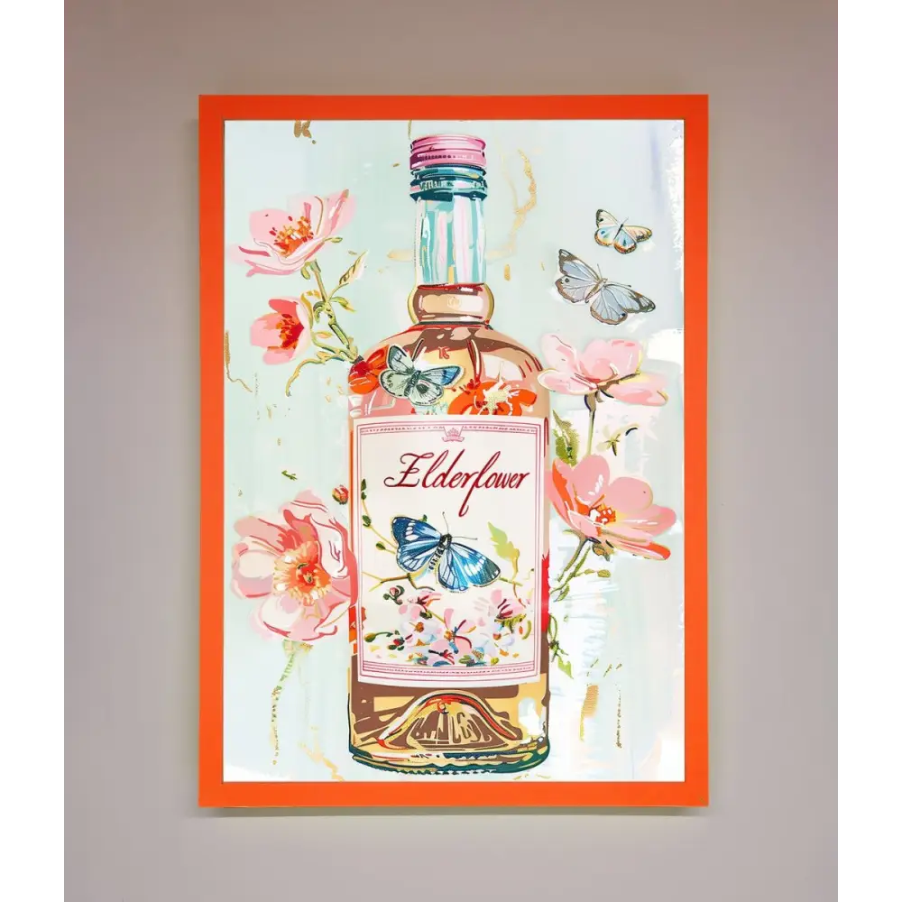 Elderflower Wine Framed Wall Art - A3 (29.7 x 42 cm) / Neon Orange - Framed Print