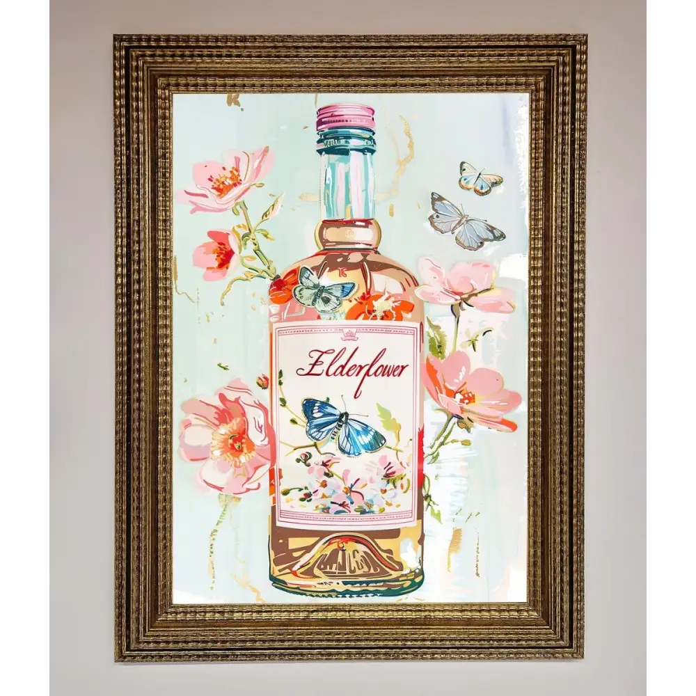 Elderflower Wine Framed Wall Art - A3 (29.7 x 42 cm) / Ornate Gold - Framed Print