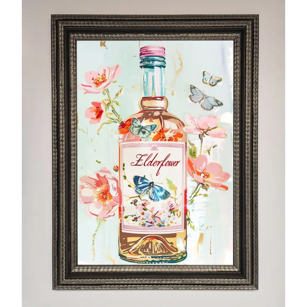 Elderflower Wine Framed Wall Art - A3 (29.7 x 42 cm) / Ornate Silver Black - Framed Print