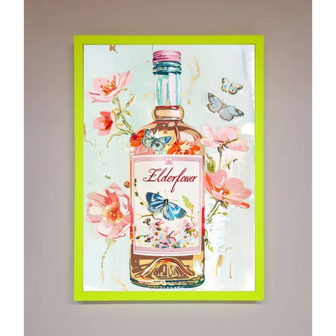 Elderflower Wine Framed Wall Art - B0 (100 x 141 cm) / Neon Green - Framed Print