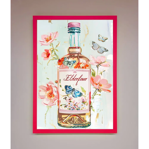 Elderflower Wine Framed Wall Art - B0 (100 x 141 cm) / Neon Pink - Framed Print
