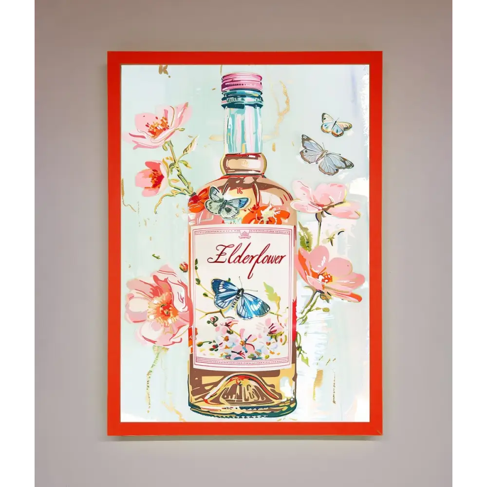 Elderflower Wine Framed Wall Art - B0 (100 x 141 cm) / Neon Red - Framed Print