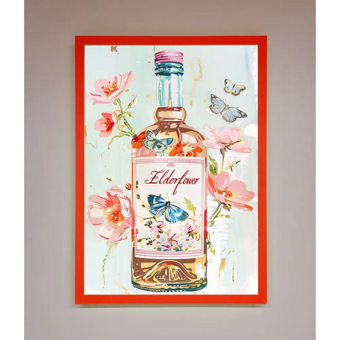 Elderflower Wine Framed Wall Art - B0 (100 x 141 cm) / Neon Red - Framed Print