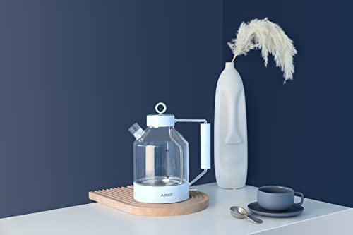 Clear glass electric kettle with white handle borosilicate glass ascot glass electric tea kettle by aicoo