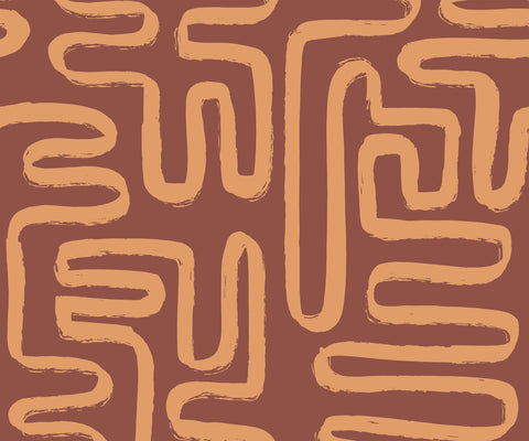 Element product with a brown maze pattern and tan brushstroke style lines for a stylish look
