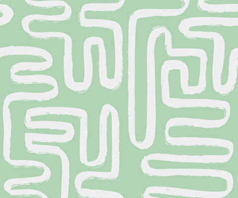 Element product with a mint green background and white brushstroke-style maze patterns on fabric surface