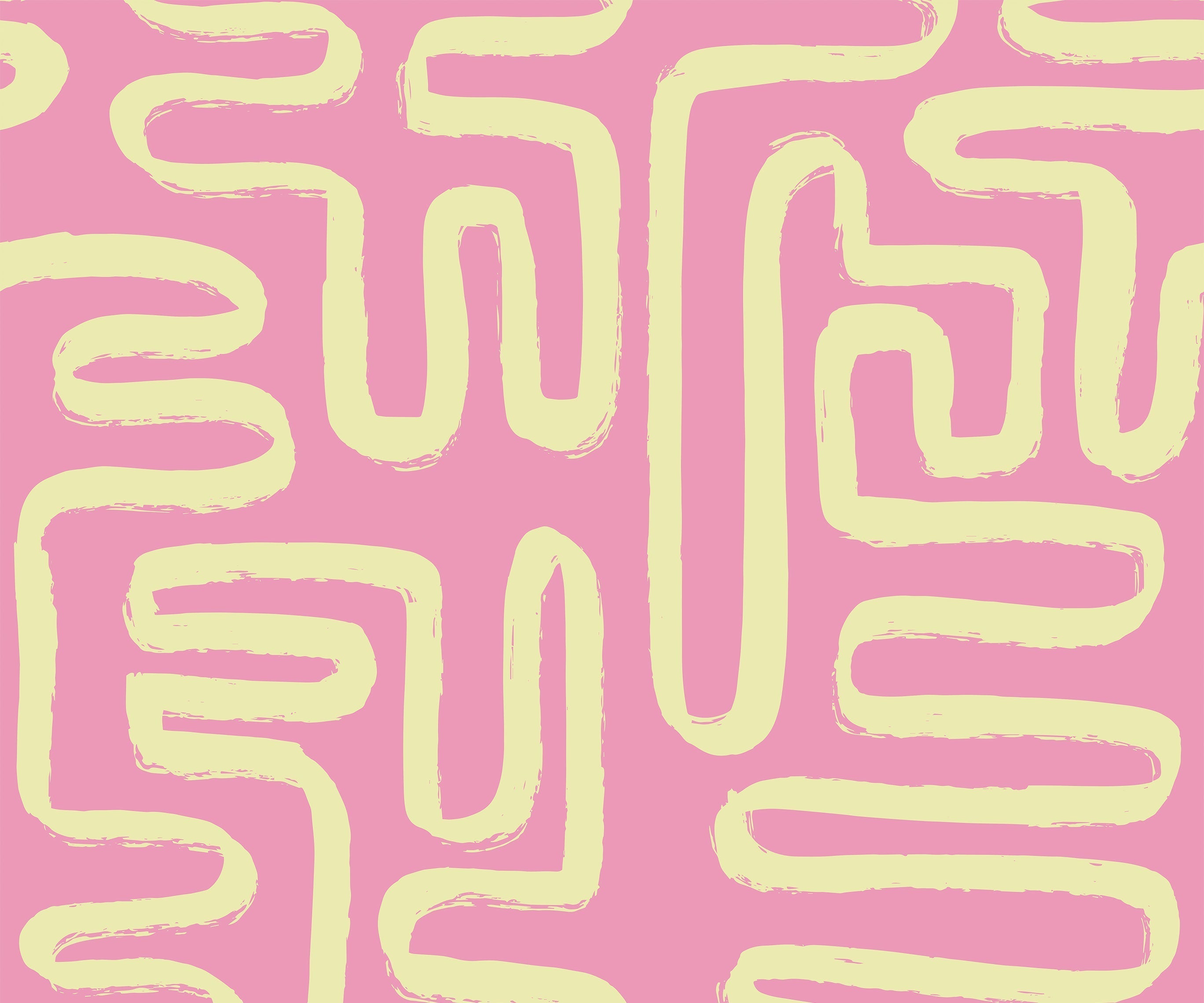 Element product with pastel pink background and hand-painted thick yellow maze lines pattern