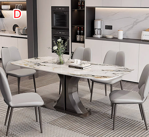 Modern elena dining table with marble top gray upholstered chairs offers financing and low shipping cost options
