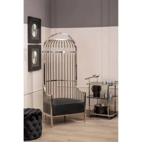 Eliza Silver Finish Dome Cage Chair - Arm Chair