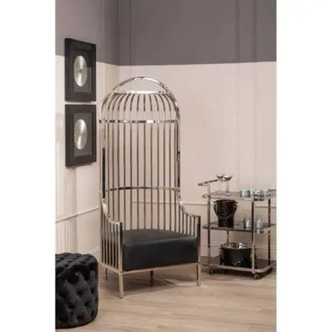 Eliza Silver Finish Dome Cage Chair - Arm Chair