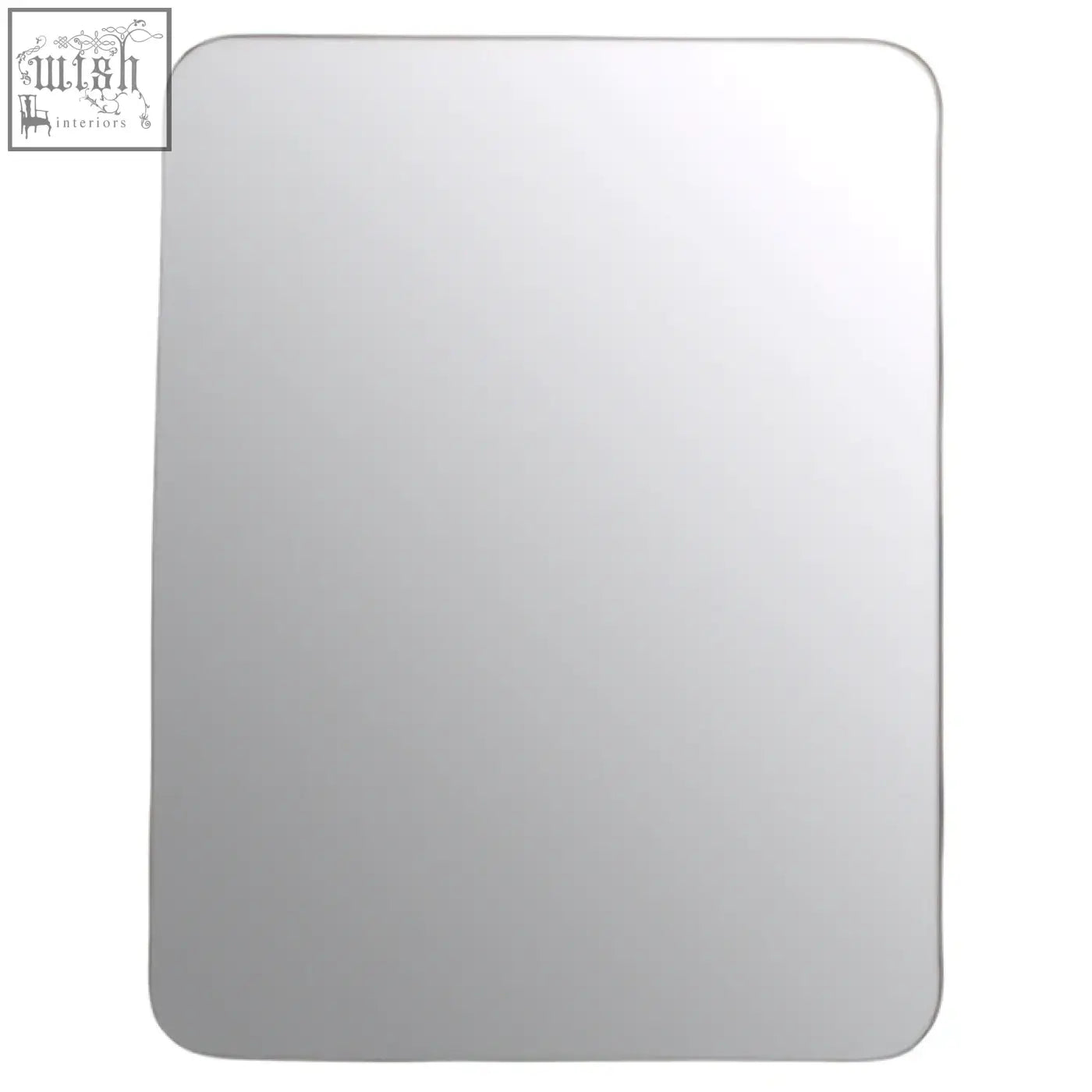 Ella gold wall mirror with a rectangular shape, softly rounded corners, and a sleek minimalist gold wall design