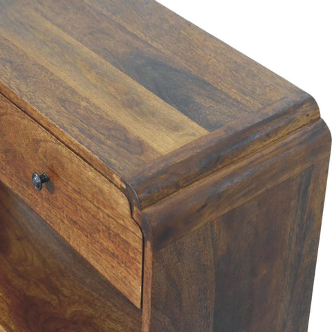 Dark brown wooden ellington console table with single drawer and black metal knob perfect for living space storage