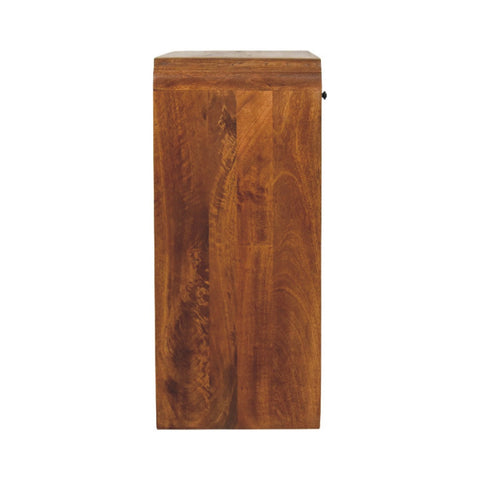 A tall rectangular wooden ellington console table with warm brown finish and natural wood grain for living space