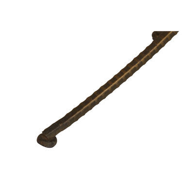 A dark brown textured metal chain detail on the brass-finished iron legs of the elmo elm wood and iron large side table